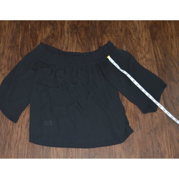 Loft Women’s Size Small Black Off Shoulder Flowy Blouse Top Pullover Stretch - Picture 3 of 7